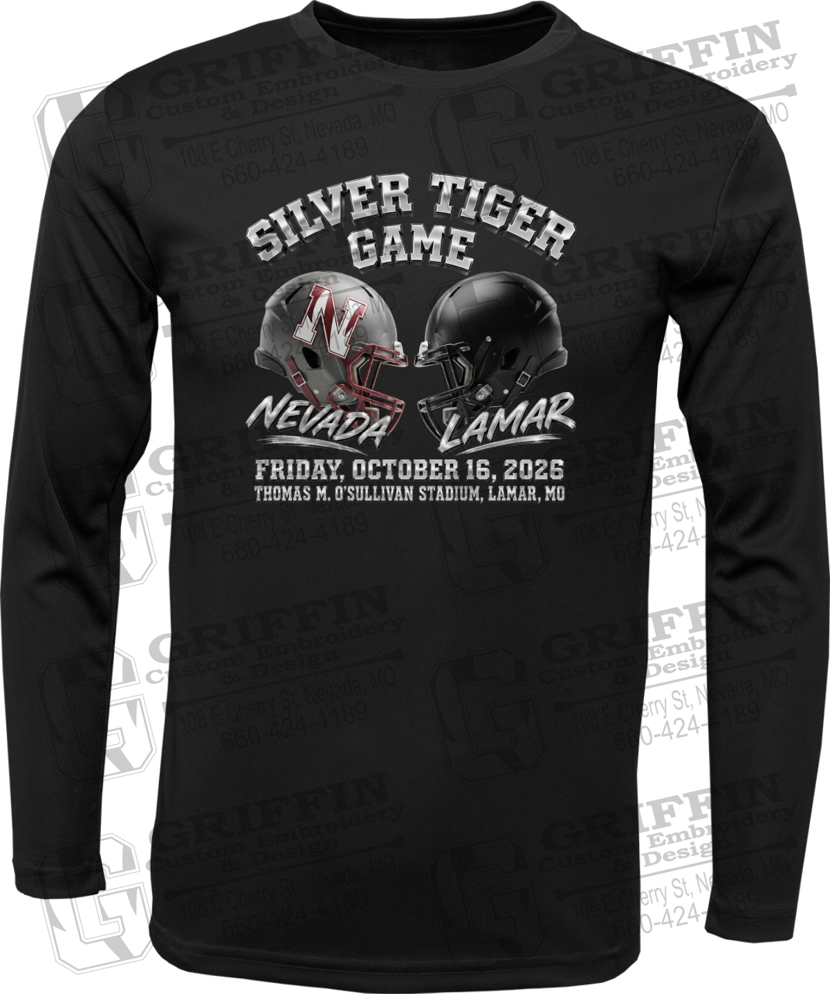 Dry-Fit Long Sleeve T-Shirt - Silver Tiger 2026 Football - Nevada Tigers 27-K