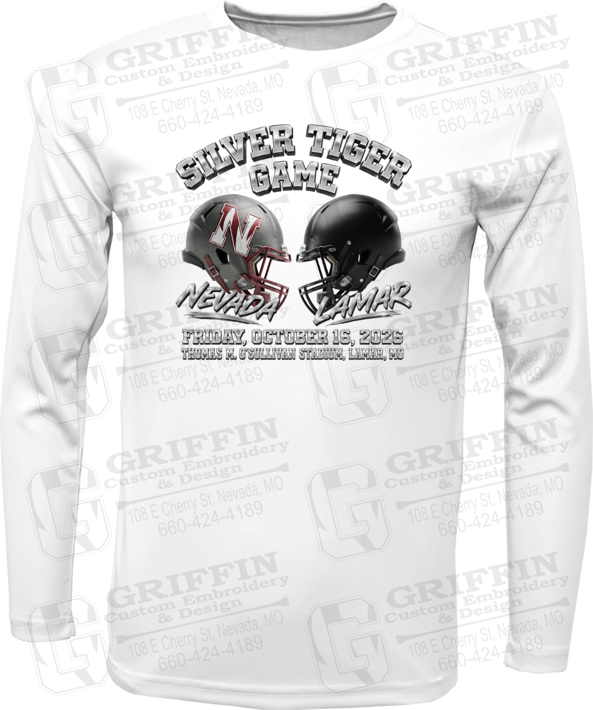 Dry-Fit Long Sleeve T-Shirt - Silver Tiger 2026 Football - Nevada Tigers 27-K