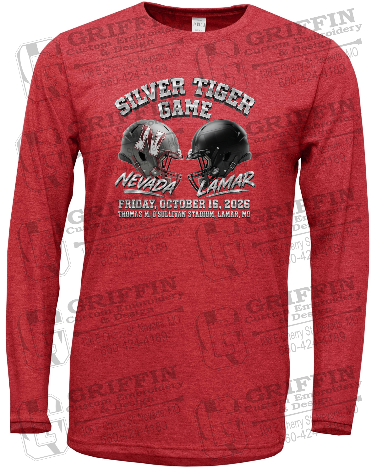 Soft-Tek Long Sleeve T-Shirt - Silver Tiger 2026 Football - Nevada Tigers 27-K