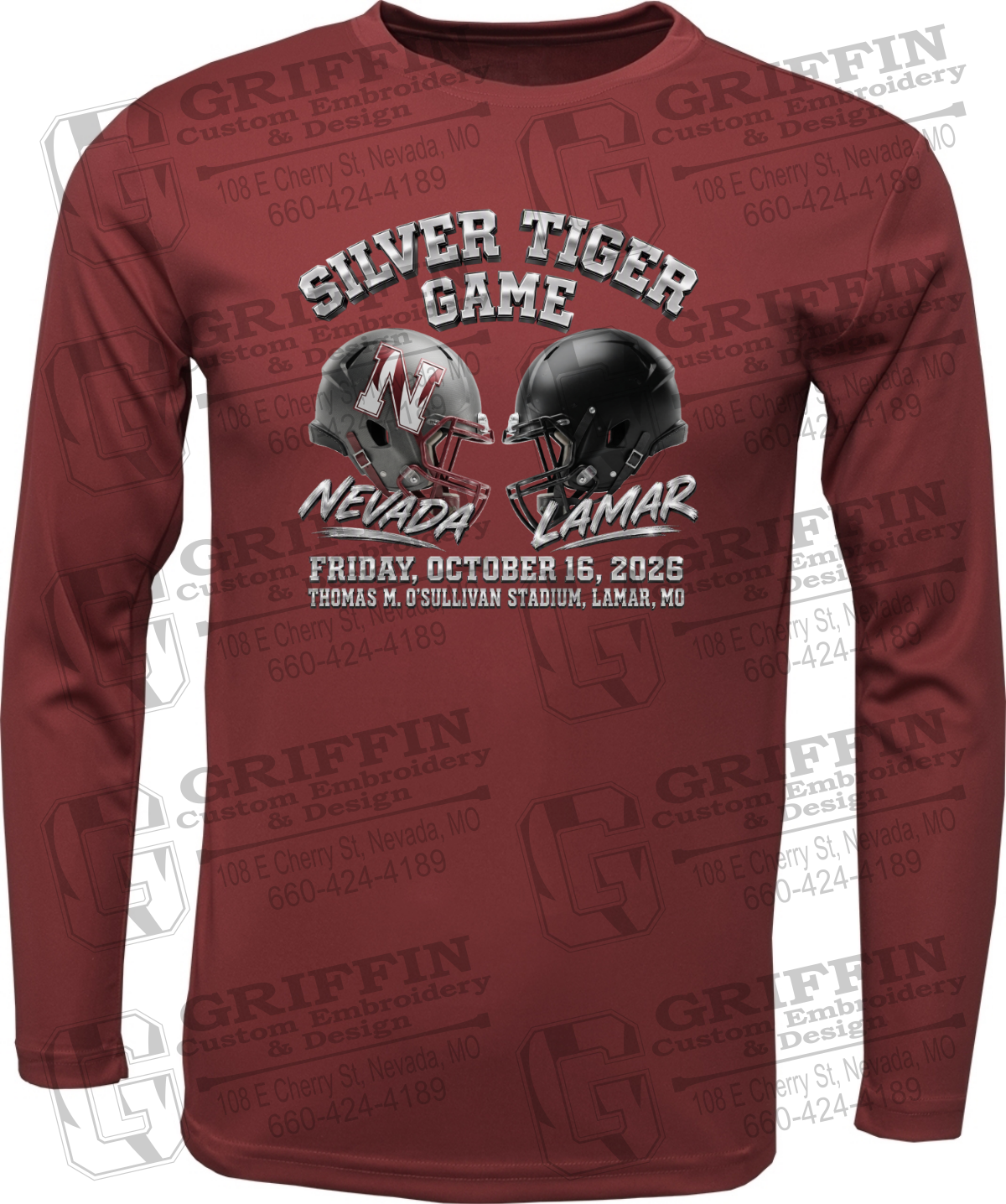 Dry-Fit Long Sleeve T-Shirt - Silver Tiger 2026 Football - Nevada Tigers 27-K