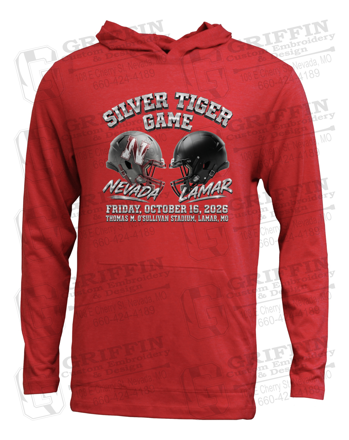 Soft-Tek T-Shirt Hoodie - Silver Tiger 2026 Football - Nevada Tigers 27-K