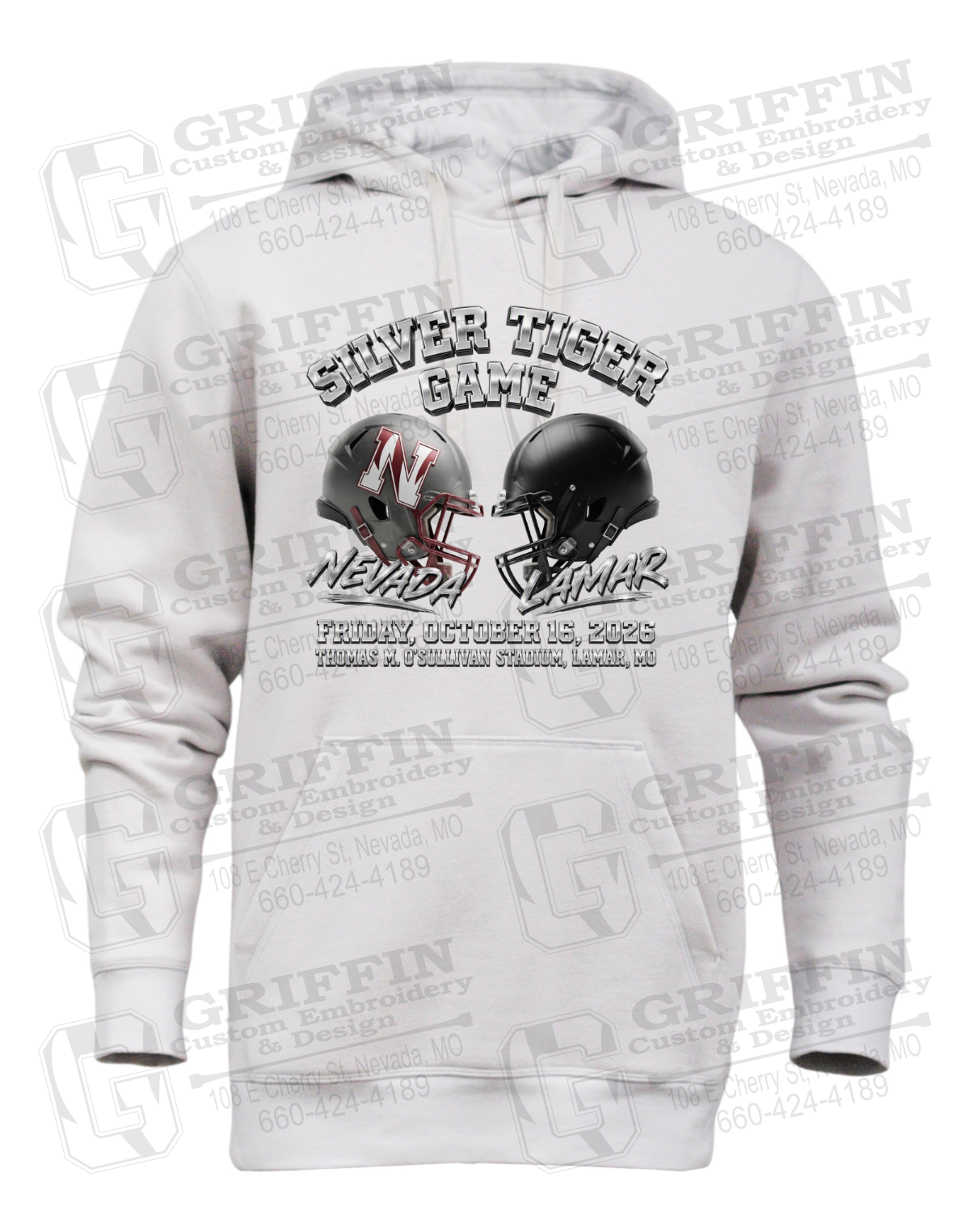Heavyweight Fleece Hoodie - Silver Tiger 2026 Football - Nevada Tigers 27-K