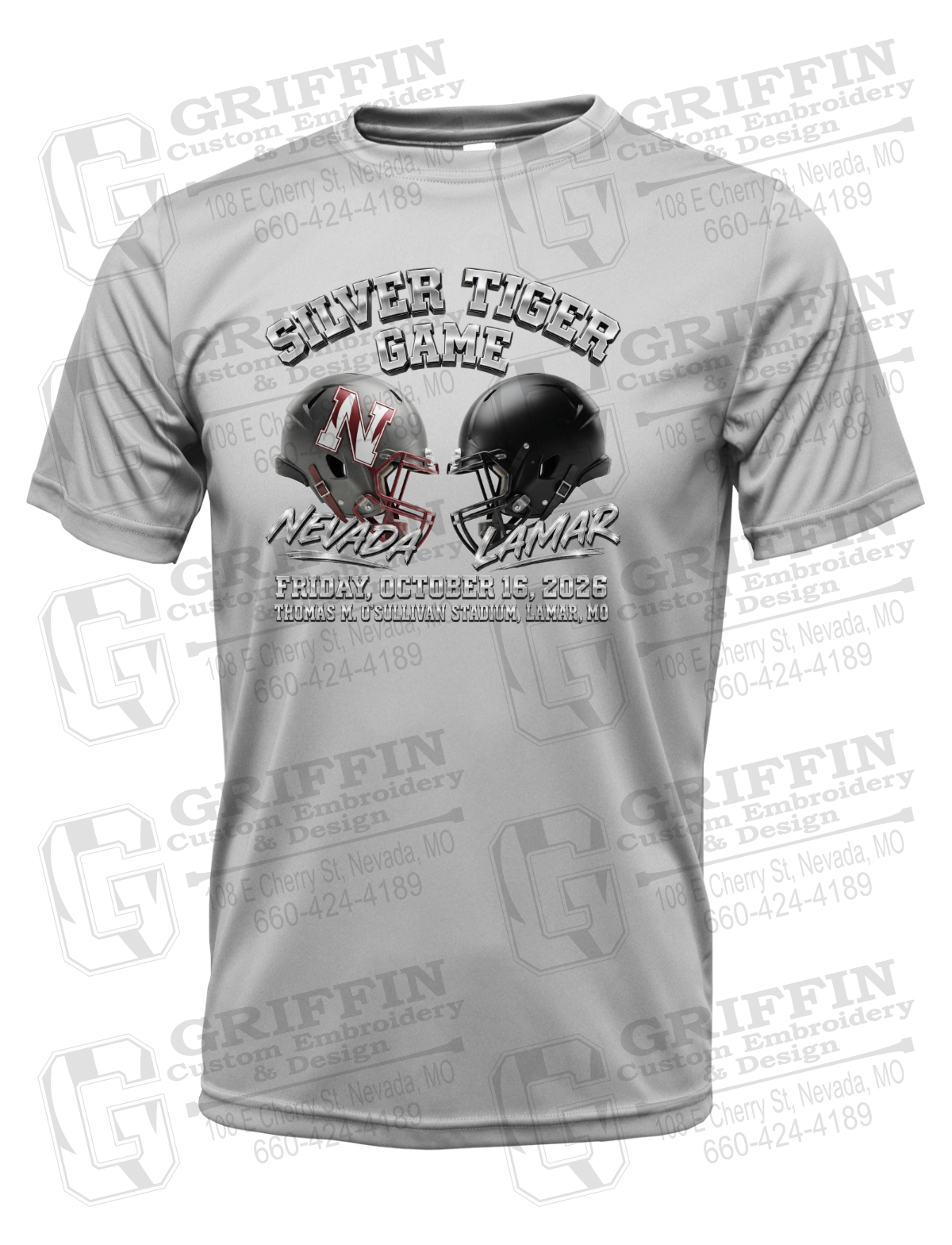 Dry-Fit Short Sleeve T-Shirt - Silver Tiger 2026 Football - Nevada Tigers 27-K
