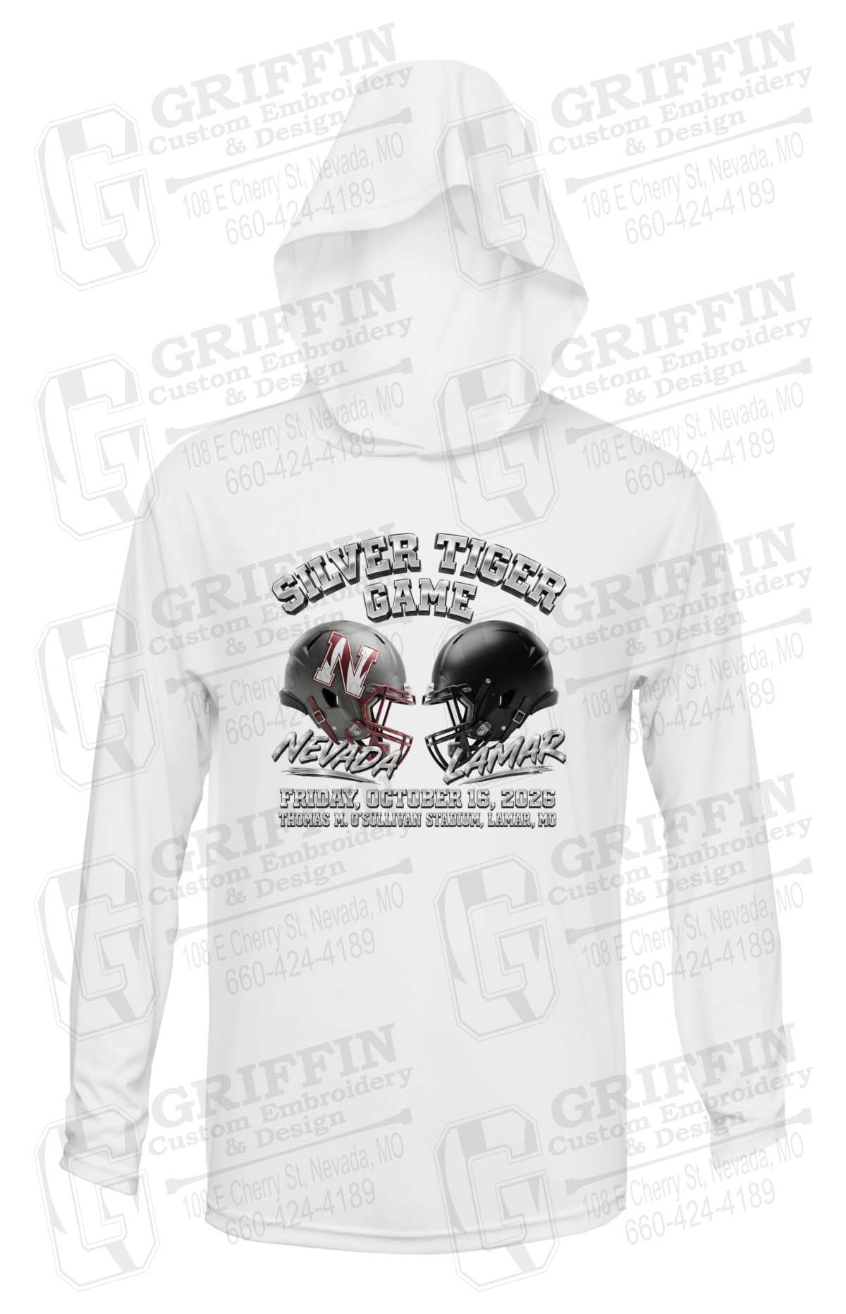 Dry-Fit T-Shirt Hoodie - Silver Tiger 2026 Football - Nevada Tigers 27-K