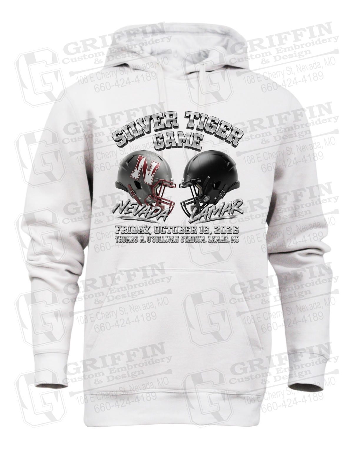 Heavyweight Fleece Hoodie - Silver Tiger 2026 Football - Nevada Tigers 27-K