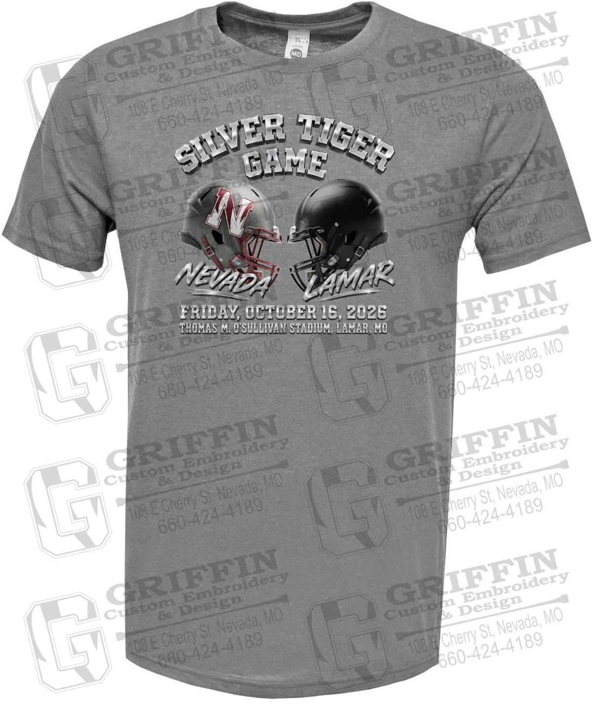 Soft-Tek Short Sleeve T-Shirt - Silver Tiger 2026 Football - Nevada Tigers 27-K