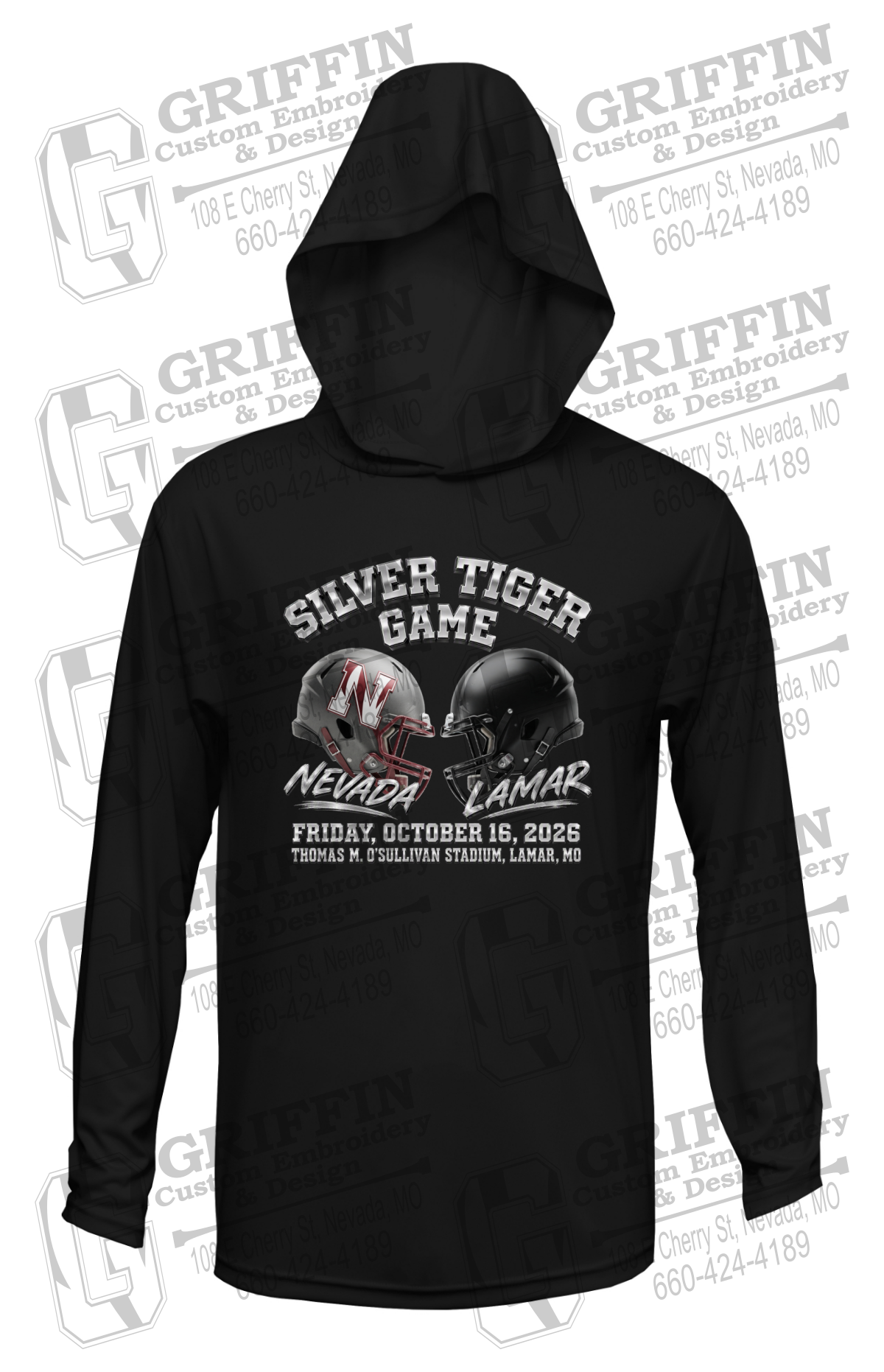 Dry-Fit T-Shirt Hoodie - Silver Tiger 2026 Football - Nevada Tigers 27-K