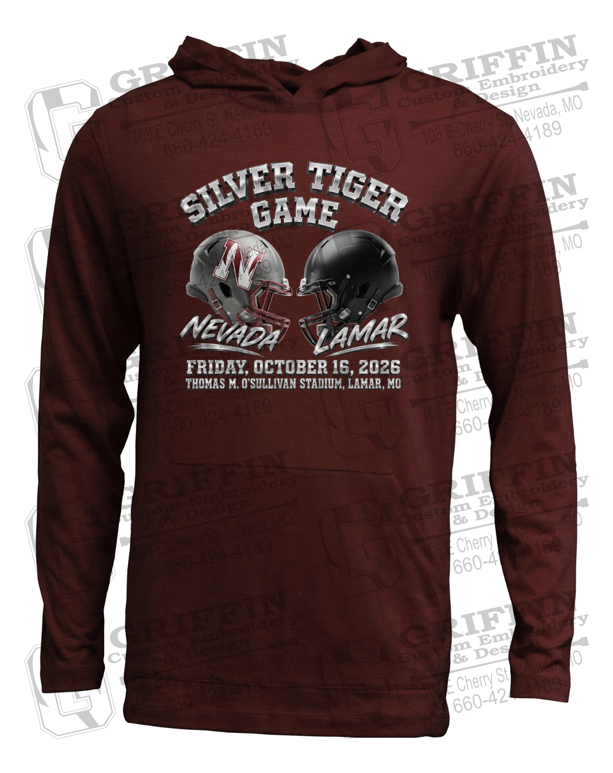 Soft-Tek T-Shirt Hoodie - Silver Tiger 2026 Football - Nevada Tigers 27-K