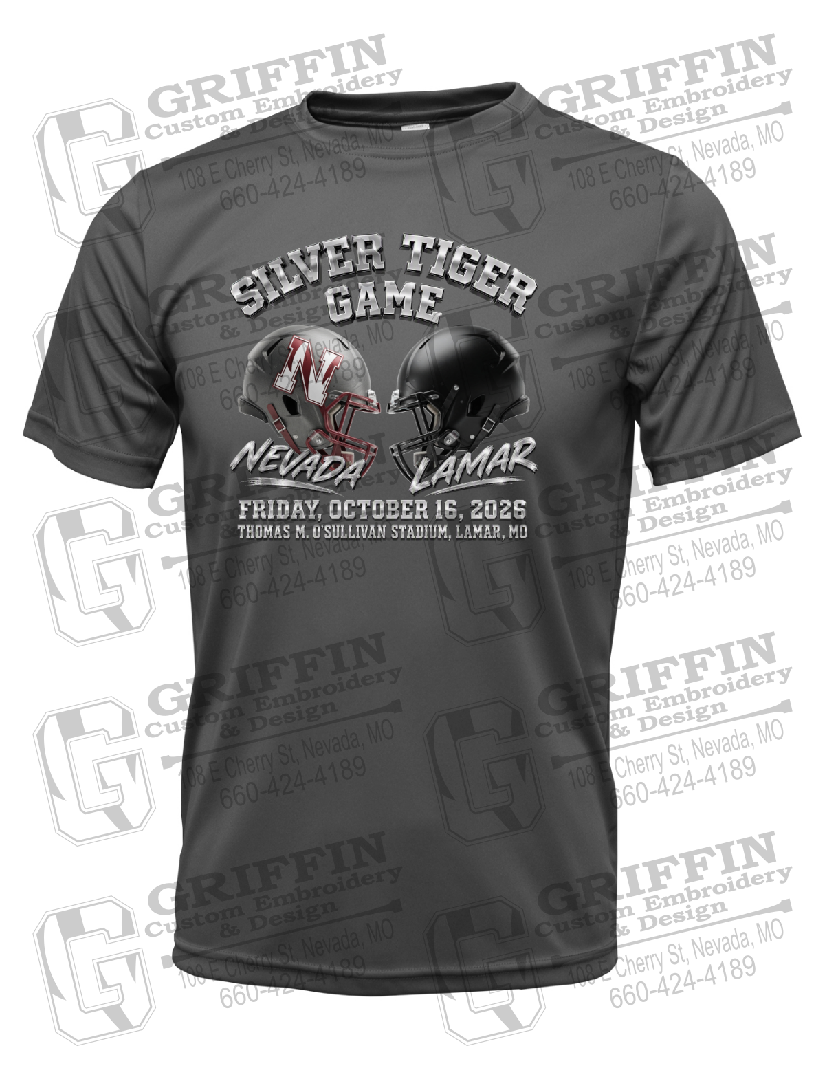 Dry-Fit Short Sleeve T-Shirt - Silver Tiger 2026 Football - Nevada Tigers 27-K