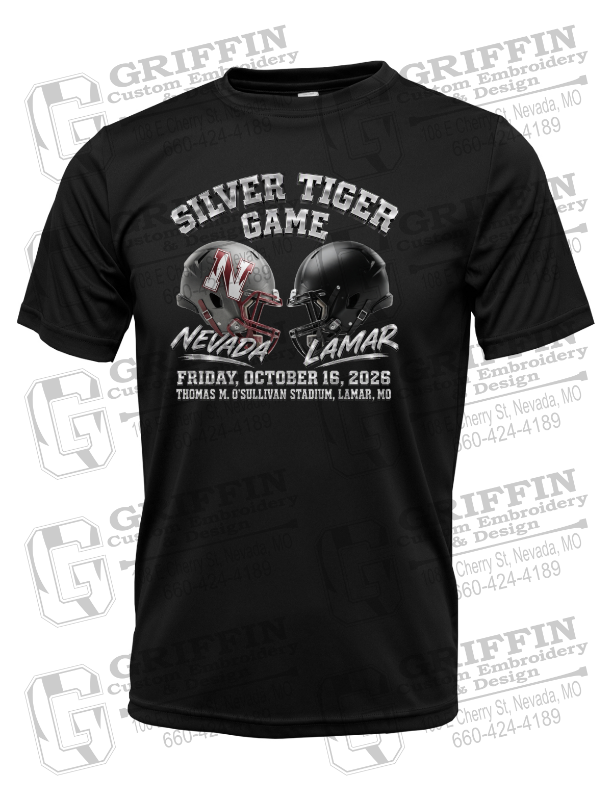 Dry-Fit Short Sleeve T-Shirt - Silver Tiger 2026 Football - Nevada Tigers 27-K