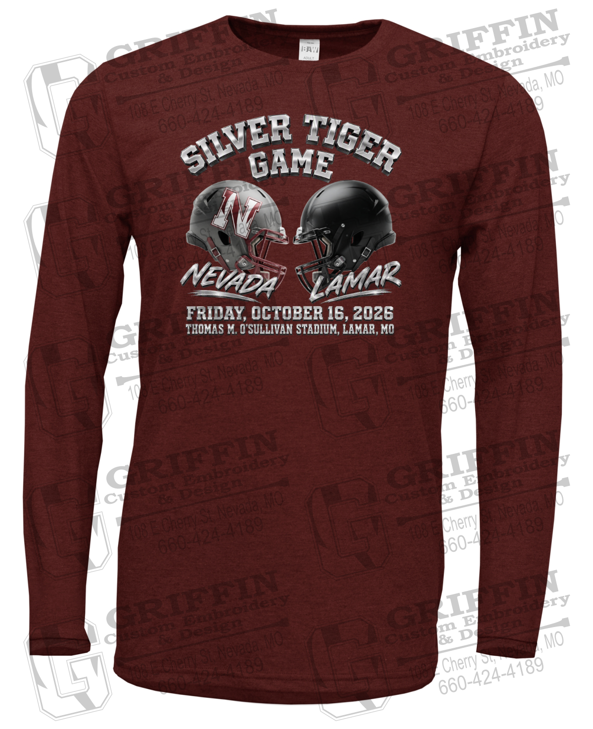 Soft-Tek Long Sleeve T-Shirt - Silver Tiger 2026 Football - Nevada Tigers 27-K