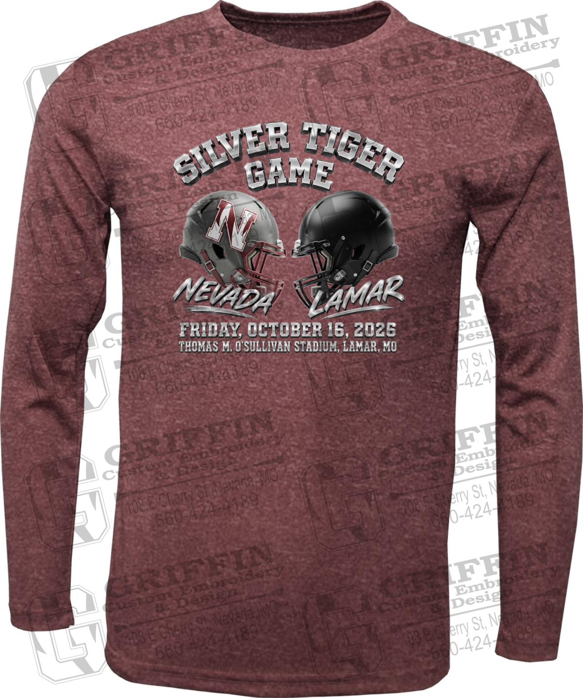 Dry-Fit Long Sleeve T-Shirt - Silver Tiger 2026 Football - Nevada Tigers 27-K