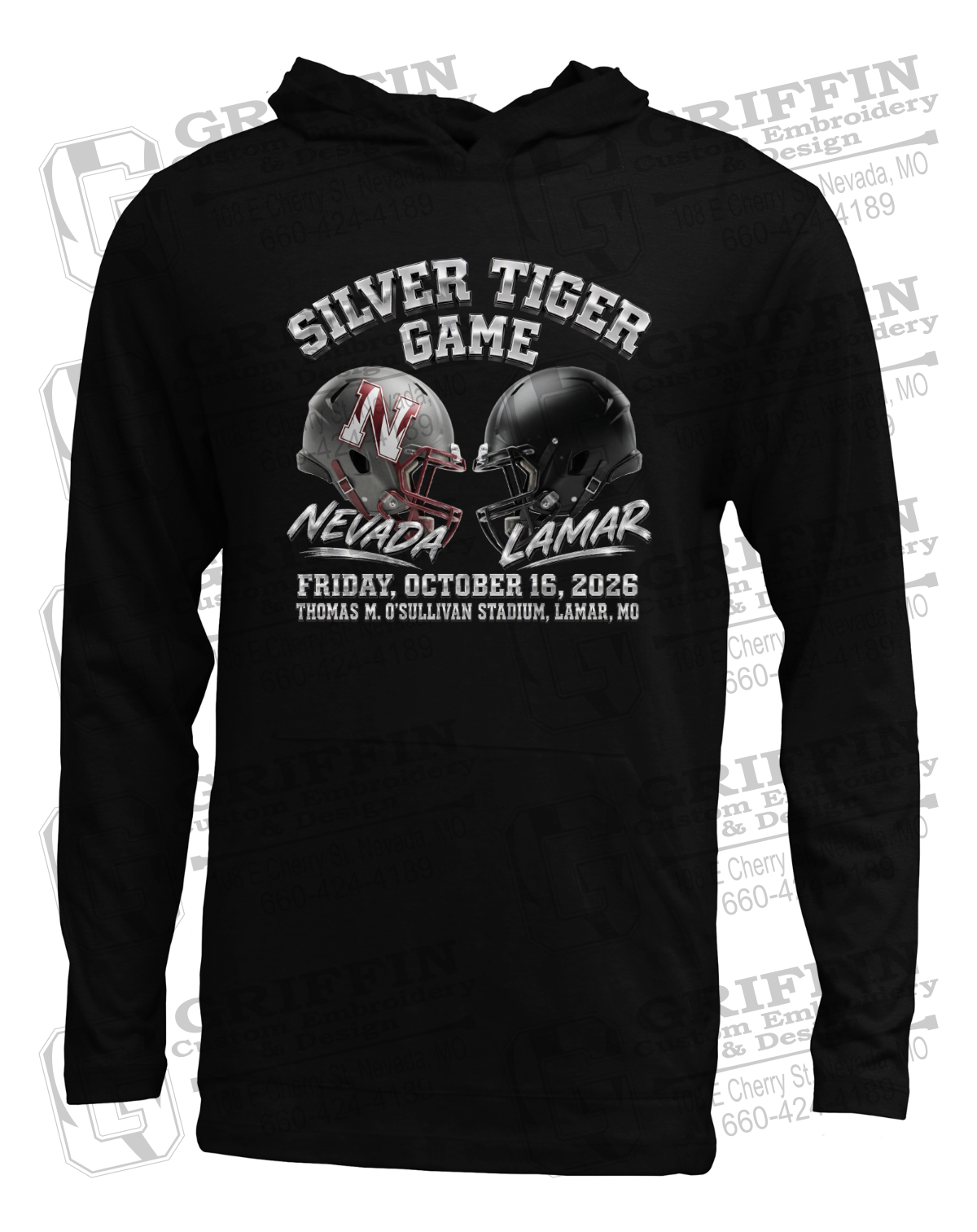 Soft-Tek T-Shirt Hoodie - Silver Tiger 2026 Football - Nevada Tigers 27-K
