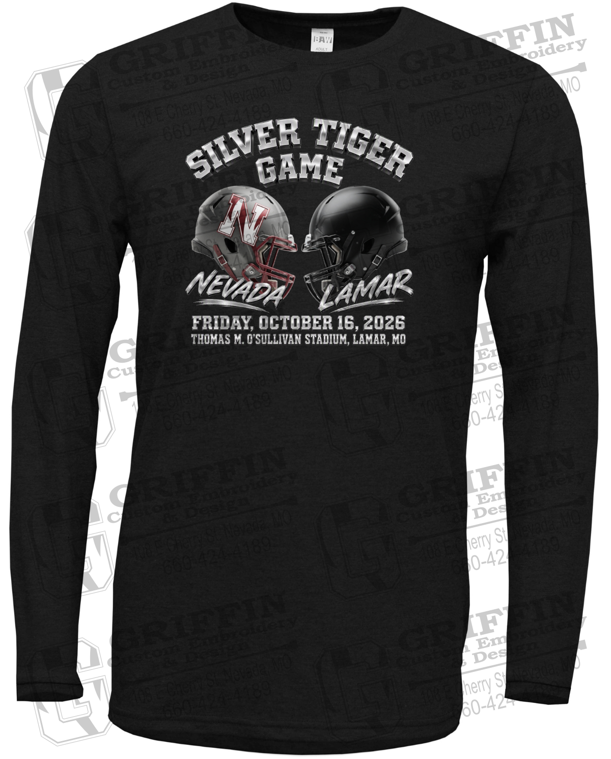 Soft-Tek Long Sleeve T-Shirt - Silver Tiger 2026 Football - Nevada Tigers 27-K