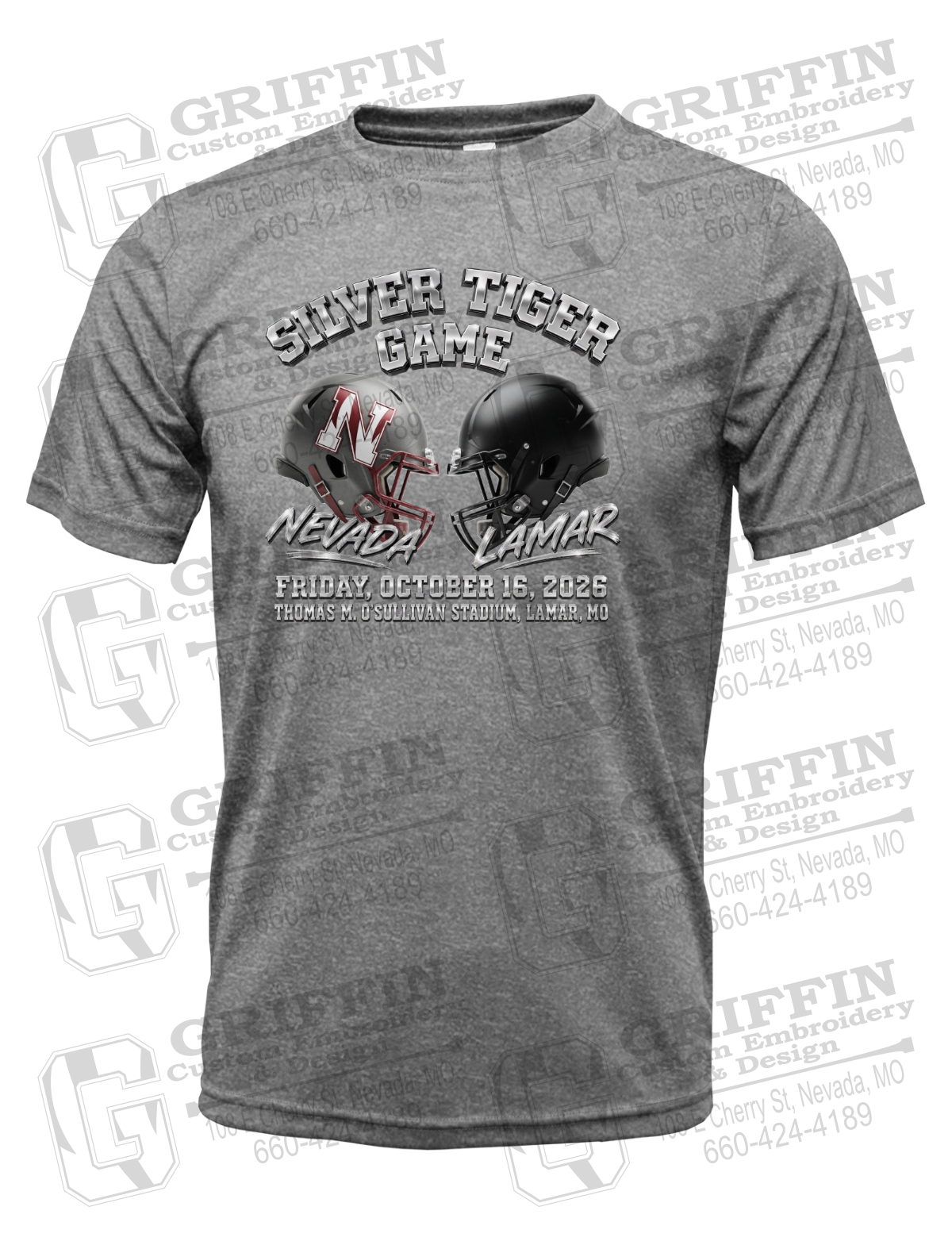Dry-Fit Short Sleeve T-Shirt - Silver Tiger 2026 Football - Nevada Tigers 27-K