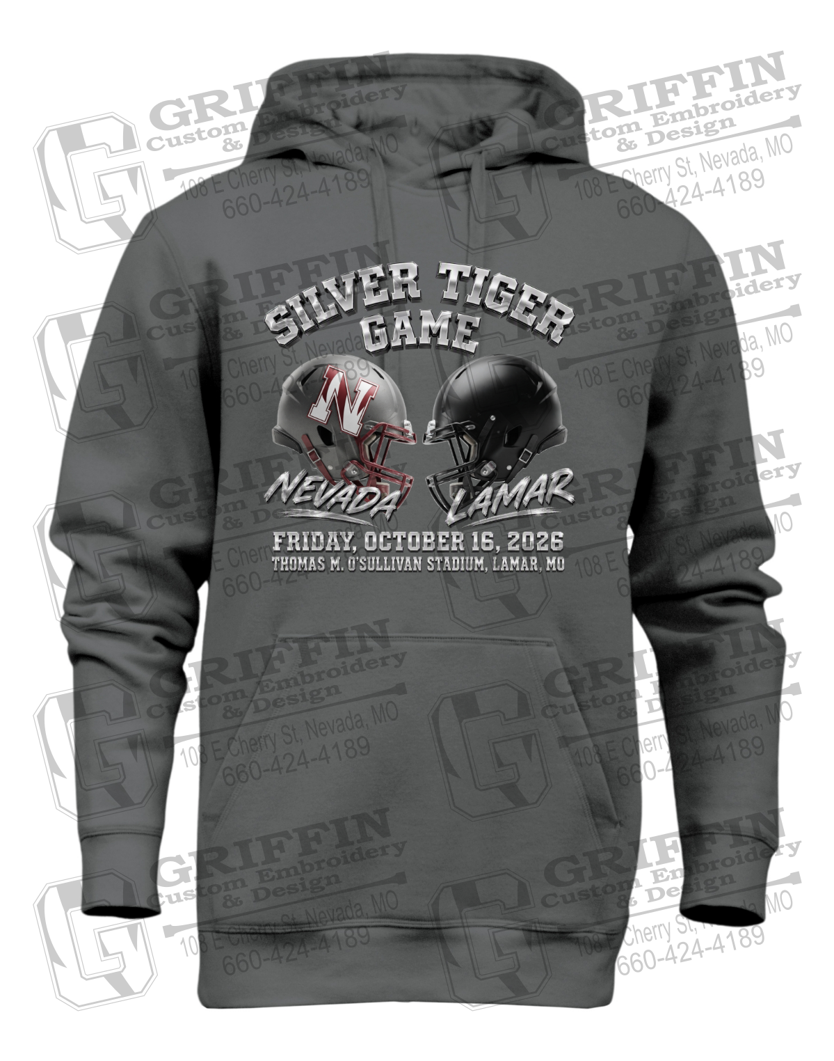 Heavyweight Fleece Hoodie - Silver Tiger 2026 Football - Nevada Tigers 27-K