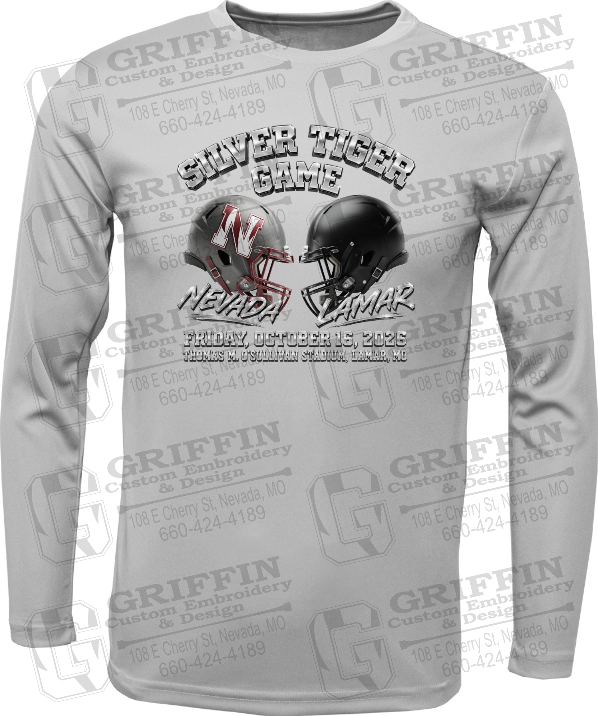 Dry-Fit Long Sleeve T-Shirt - Silver Tiger 2026 Football - Nevada Tigers 27-K