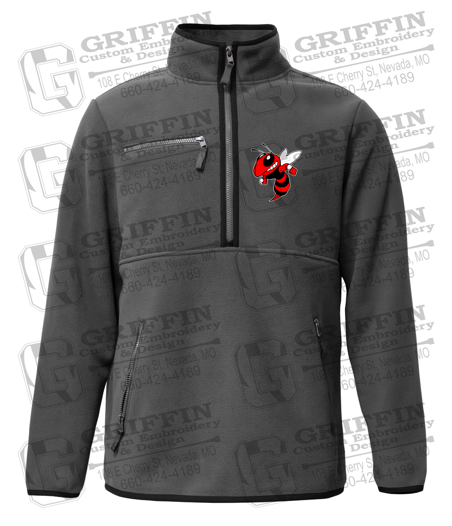 Half-Zip Fleece Pullover - Hume Hornets Logo