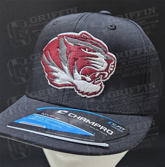 3D Embroidered MVP Fitted Cap - Black w/ Tiger Head Logo