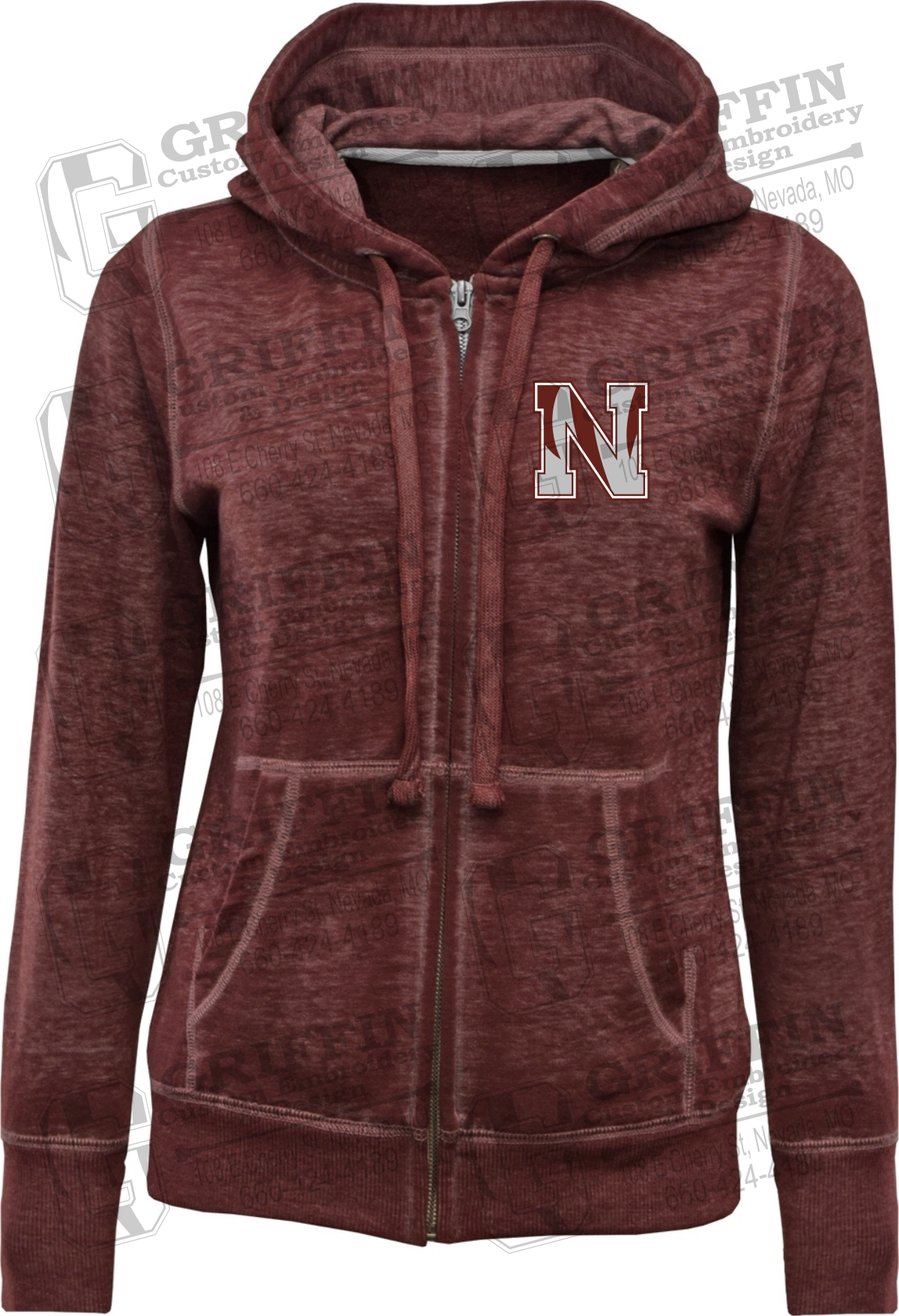 Burnout Fleece Full-Zip Hoodie - Nevada Tigers Tiger N Logo