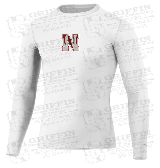 Mens Long Sleeve Compression Shirt - Football - Nevada N Logo