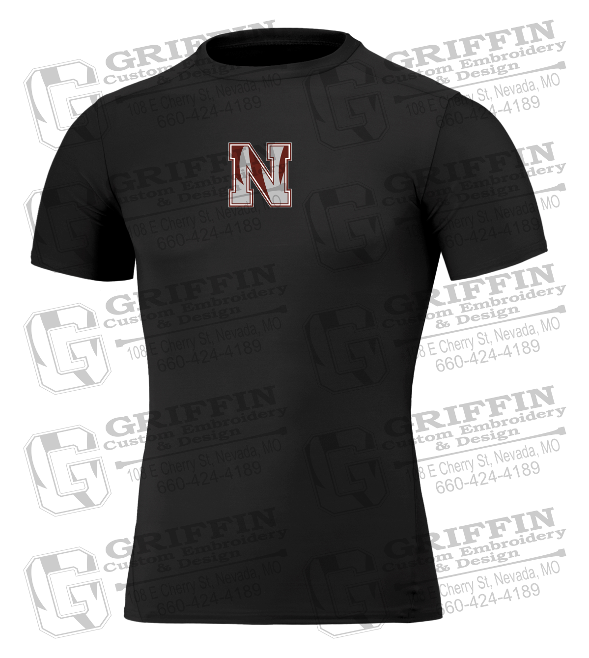Mens Short Sleeve Compression Shirt - Football - Nevada N Logo