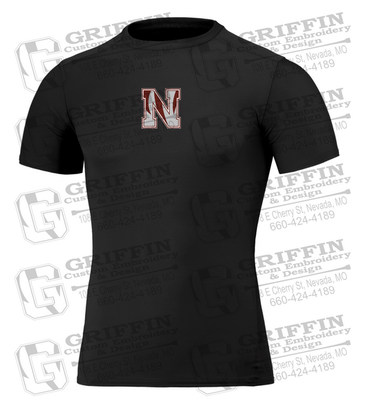 Mens Short Sleeve Compression Shirt - Football - Nevada N Logo