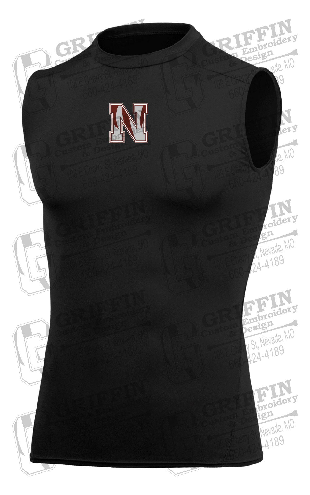 Mens Sleeveless Compression Shirt - Football - Nevada N Logo