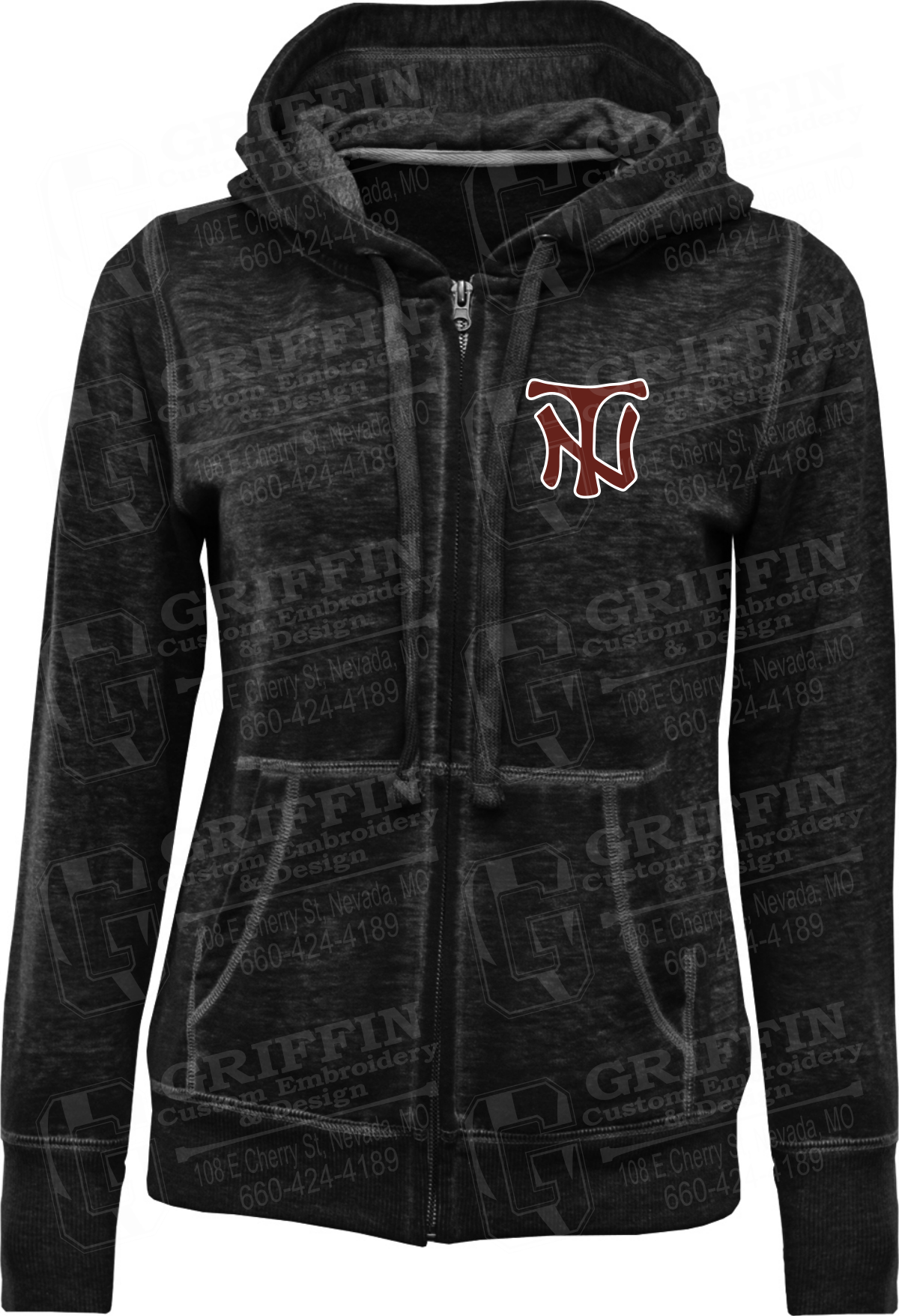 Burnout Fleece Full-Zip Hoodie - Nevada Tigers Tiger NT Logo