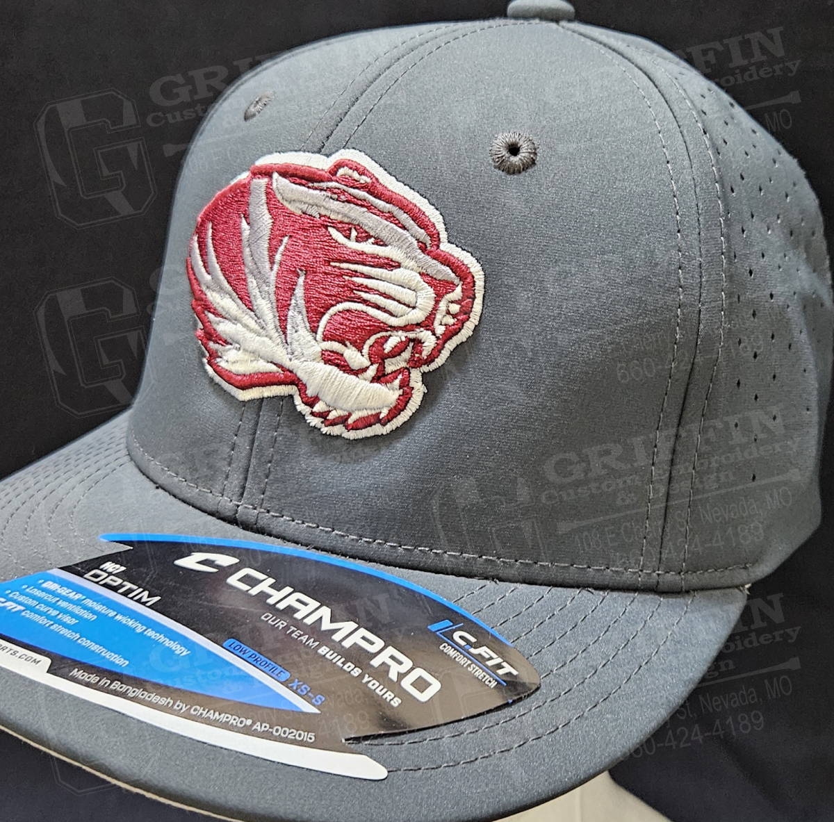 3D Embroidered Optim Low Profile Fitted Cap - Graphite w/ Tiger Head Logo