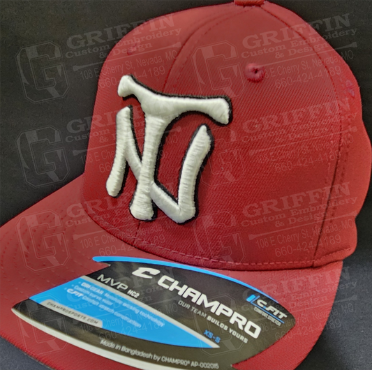 3D Embroidered MVP Fitted Cap - Cardinal w/ Nevada NT Logo