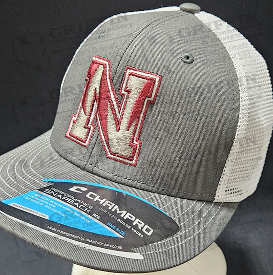 3D Embroidered Trucker Snapback Cap - Graphite/White w/ Nevada N Logo