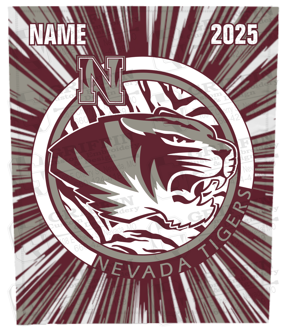Microfleece Blanket - Nevada Tigers Starburst 25-Y - (2-3 Weeks Fulfillment Time)