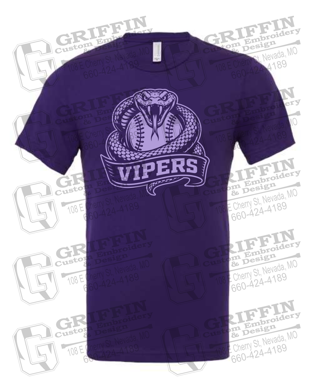 Cotton Short Sleeve T-Shirt - Violet Vipers