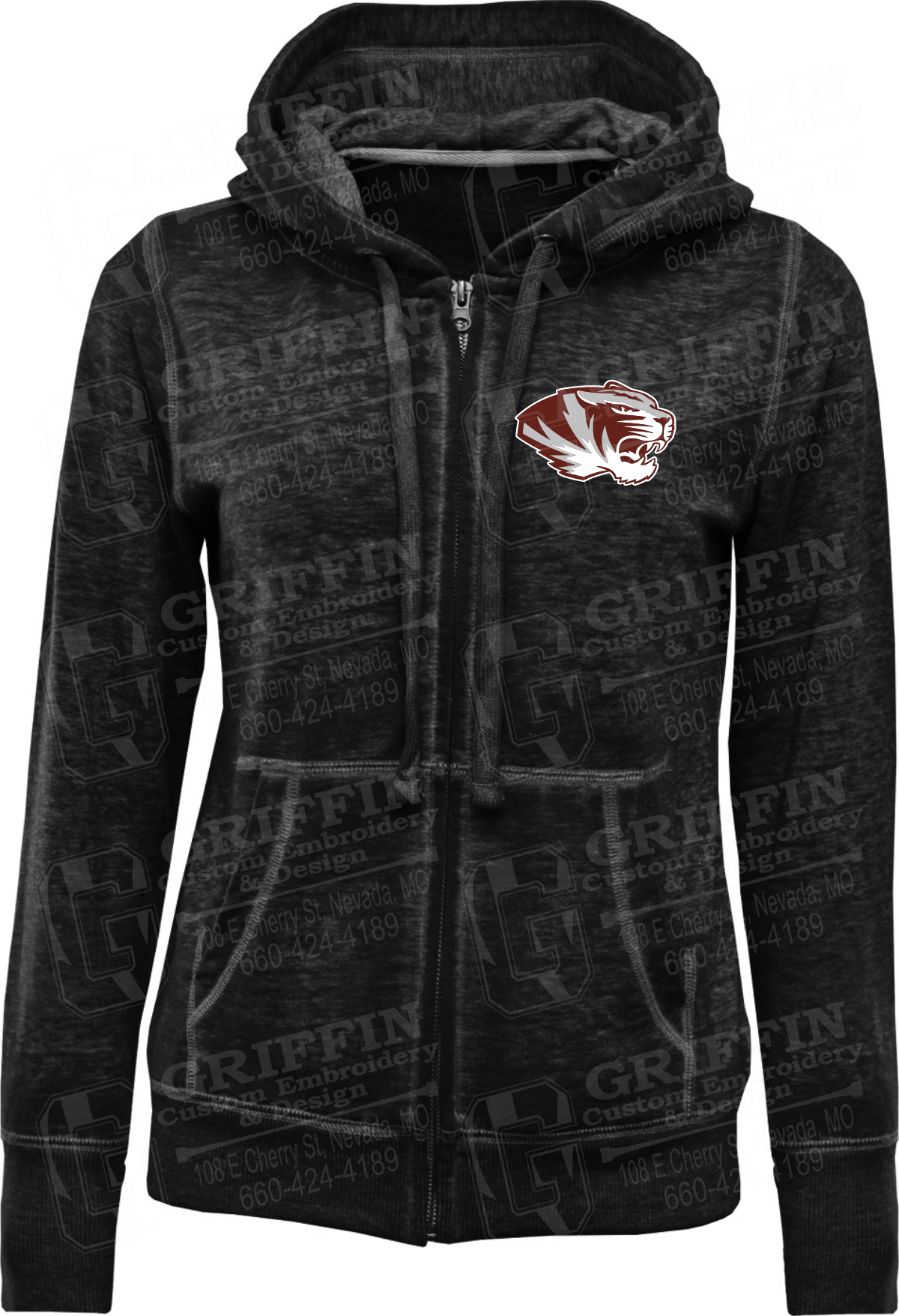 Burnout Fleece Full-Zip Hoodie - Nevada Tigers Tiger Head Logo