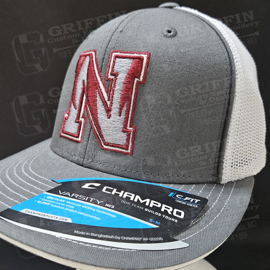 3D Embroidered Varsity Fitted Cap - Graphite/White w/ Nevada N Logo