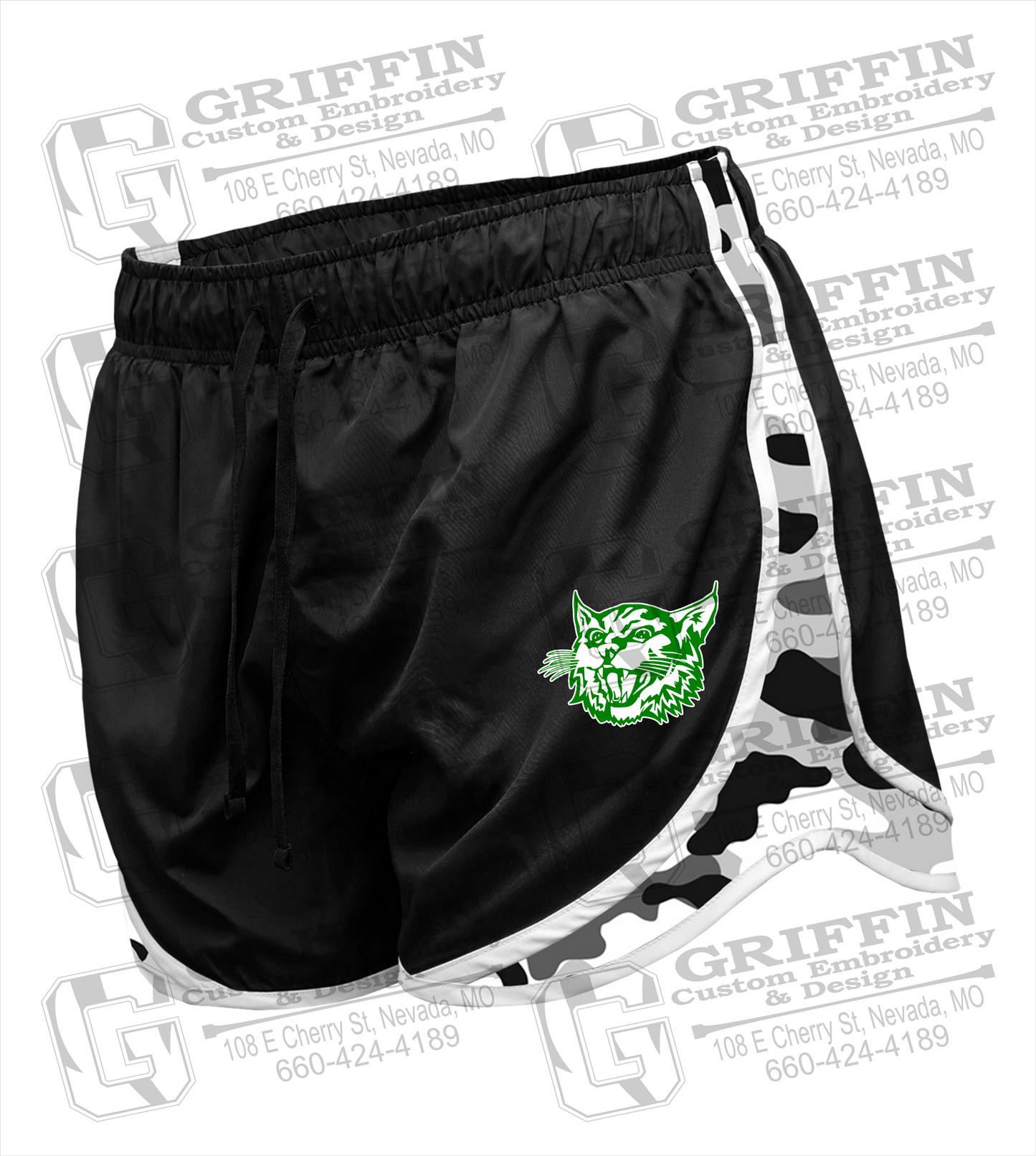 Bronaugh Wildcats Girls Running Shorts - Wildcat Logo