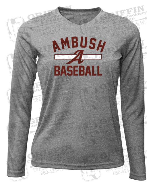 Womens Long Sleeve V-Neck Dry-Fit T-Shirt - Ambush Baseball 25-A