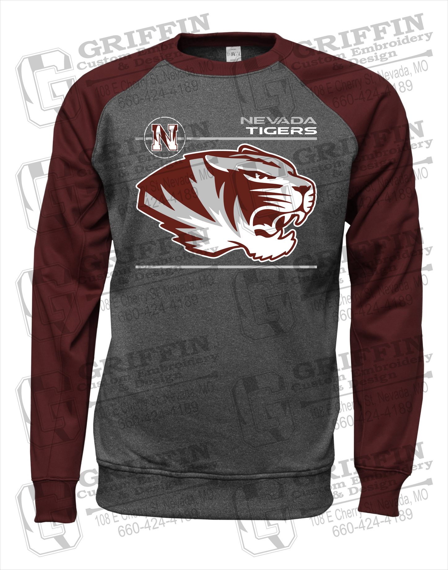 Nevada Tigers 22-D Youth Raglan Sweatshirt