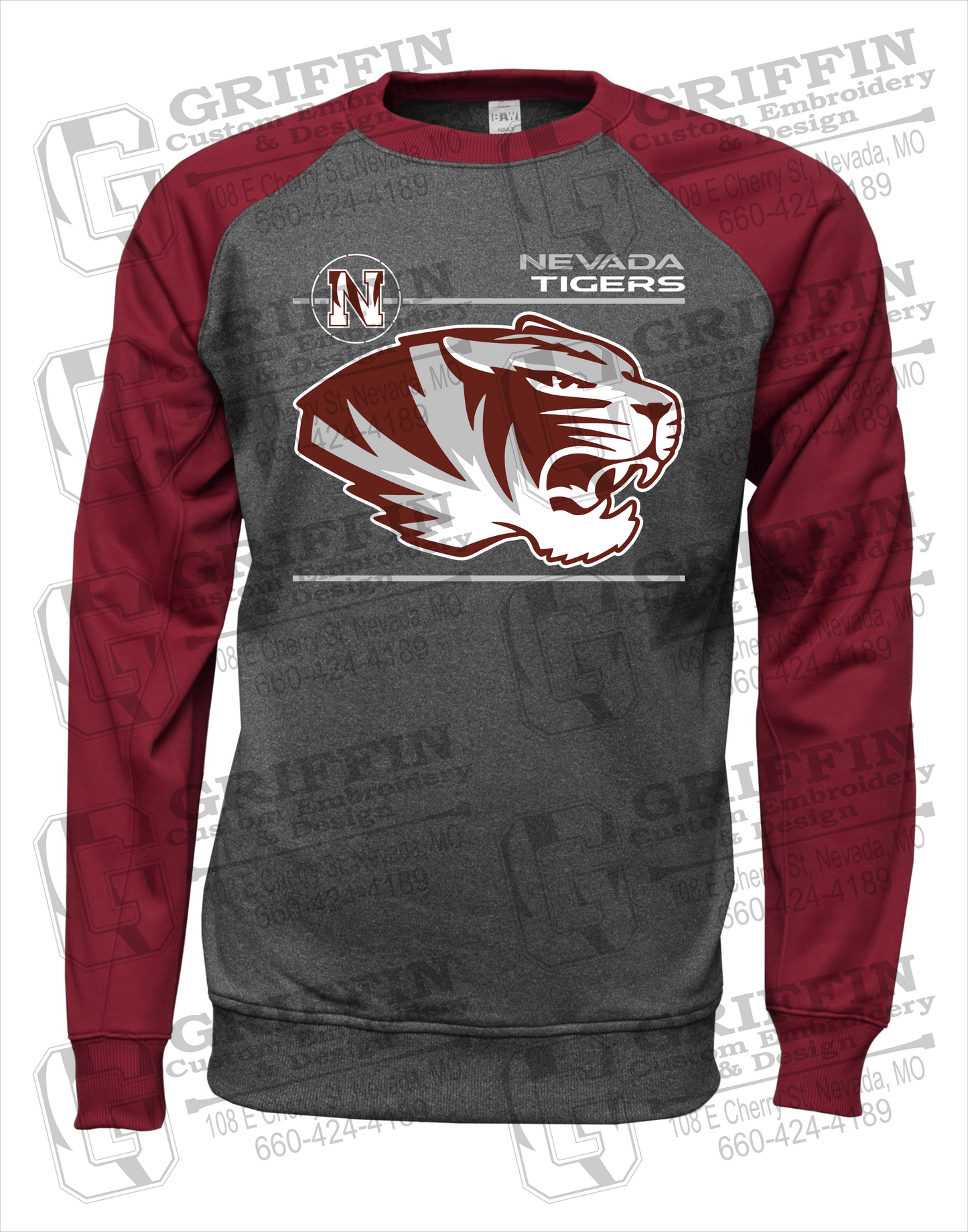 Nevada Tigers 22-D Youth Raglan Sweatshirt