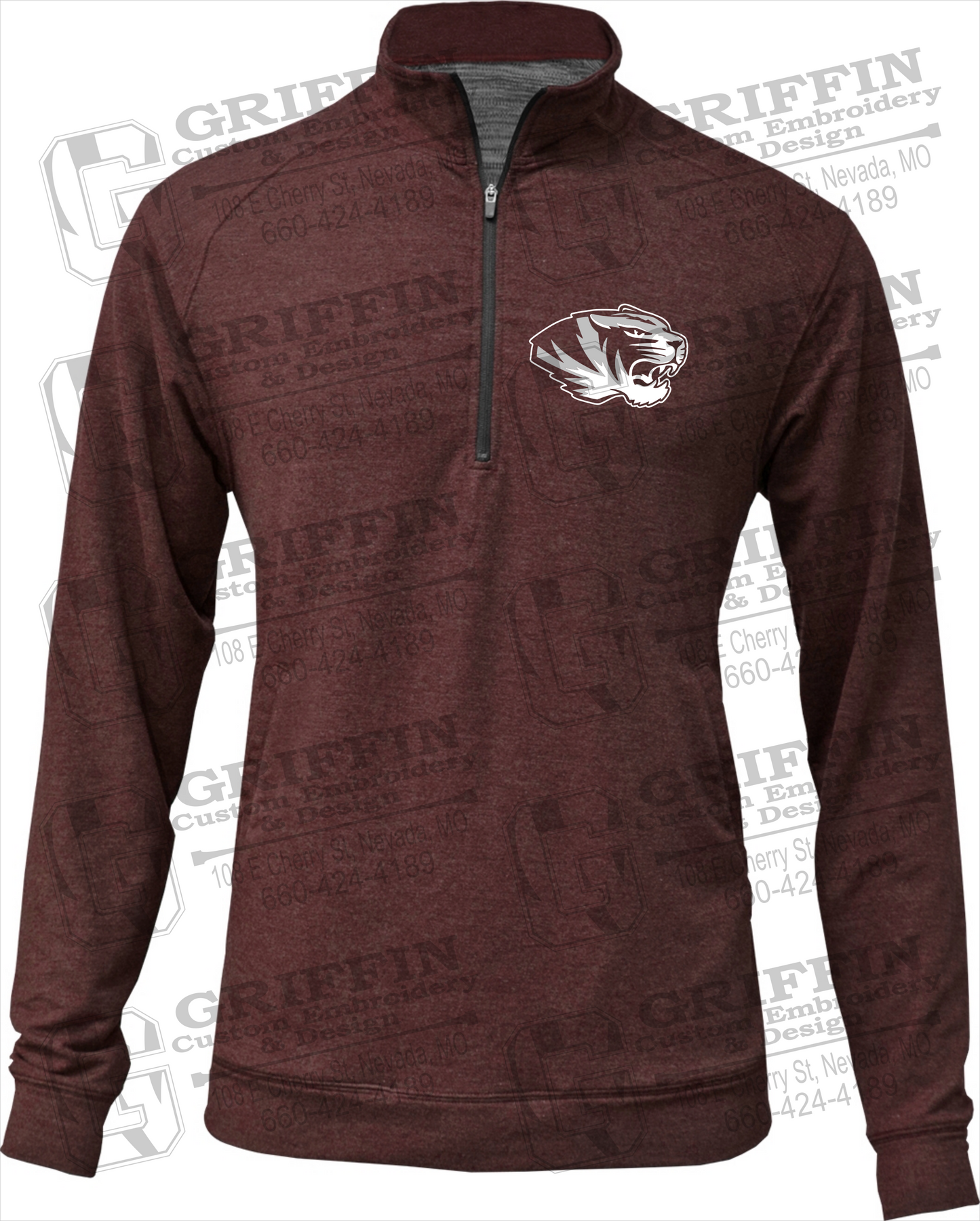 Tri-Blend 1/4 Zip - Nevada Tiger Head Logo